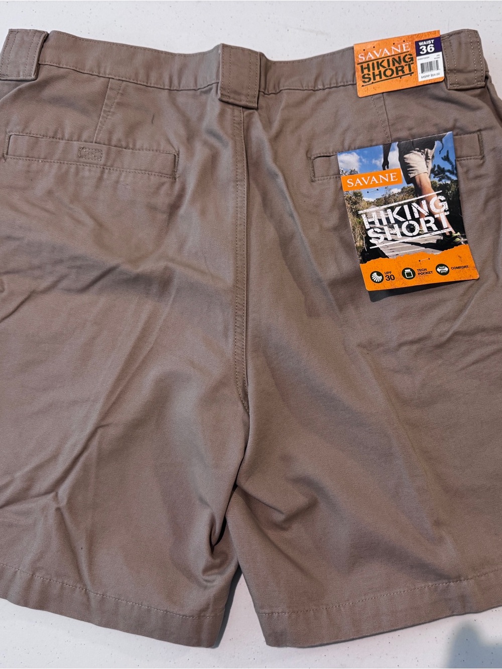 NWT Savane Men’s Hiking Cargo Shorts Khaki Size 36 100% Cotton - Picture 6 of 11